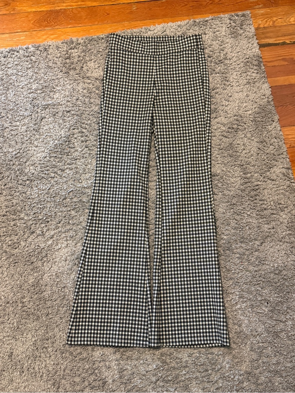 SO Black and White Gingham Flare Pants
